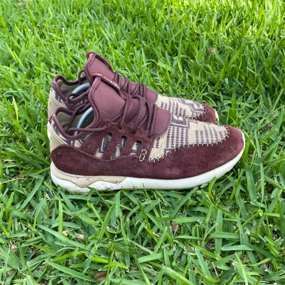 Adidas Tubular Runner Burgundy Southwestern Geometric Suede Mens 10.5 B24692