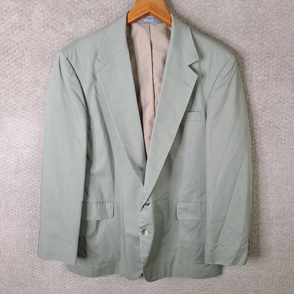 Vintage Haggar Suit Mens 42R Beige 2 Piece Cotton Blend Blazer Pants‎ 35x25