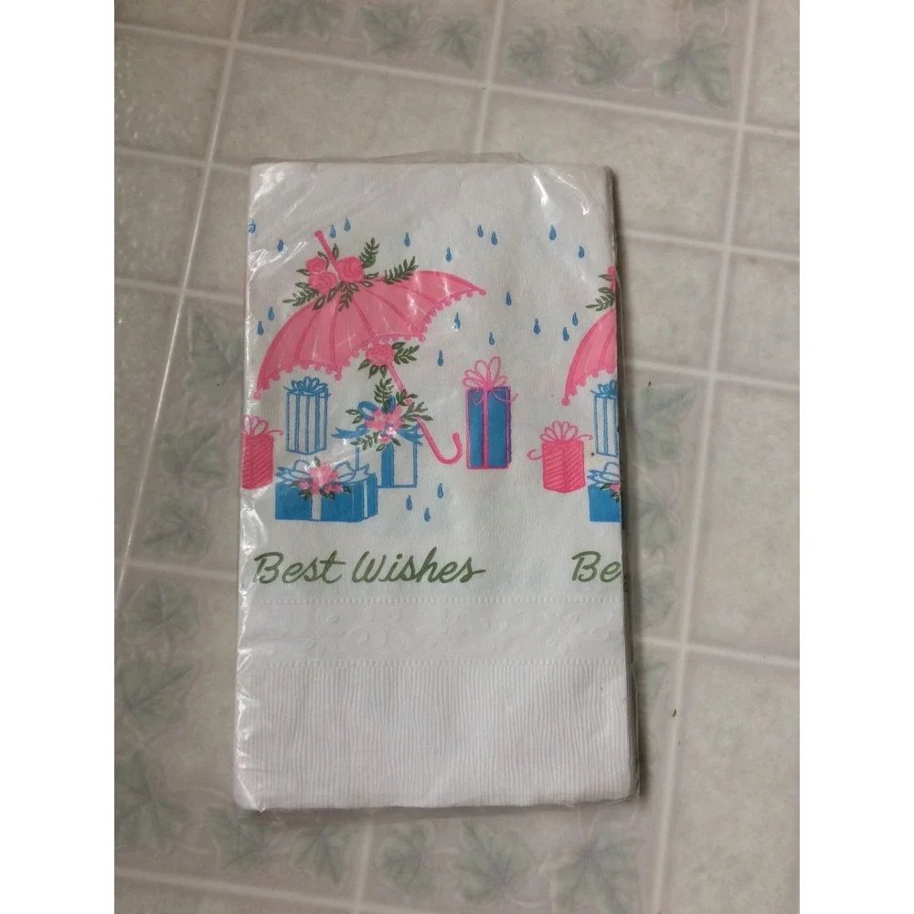 Vintage Best Wishes Paper Table Cover Disposable Tablecloth Parasol 54 x 96