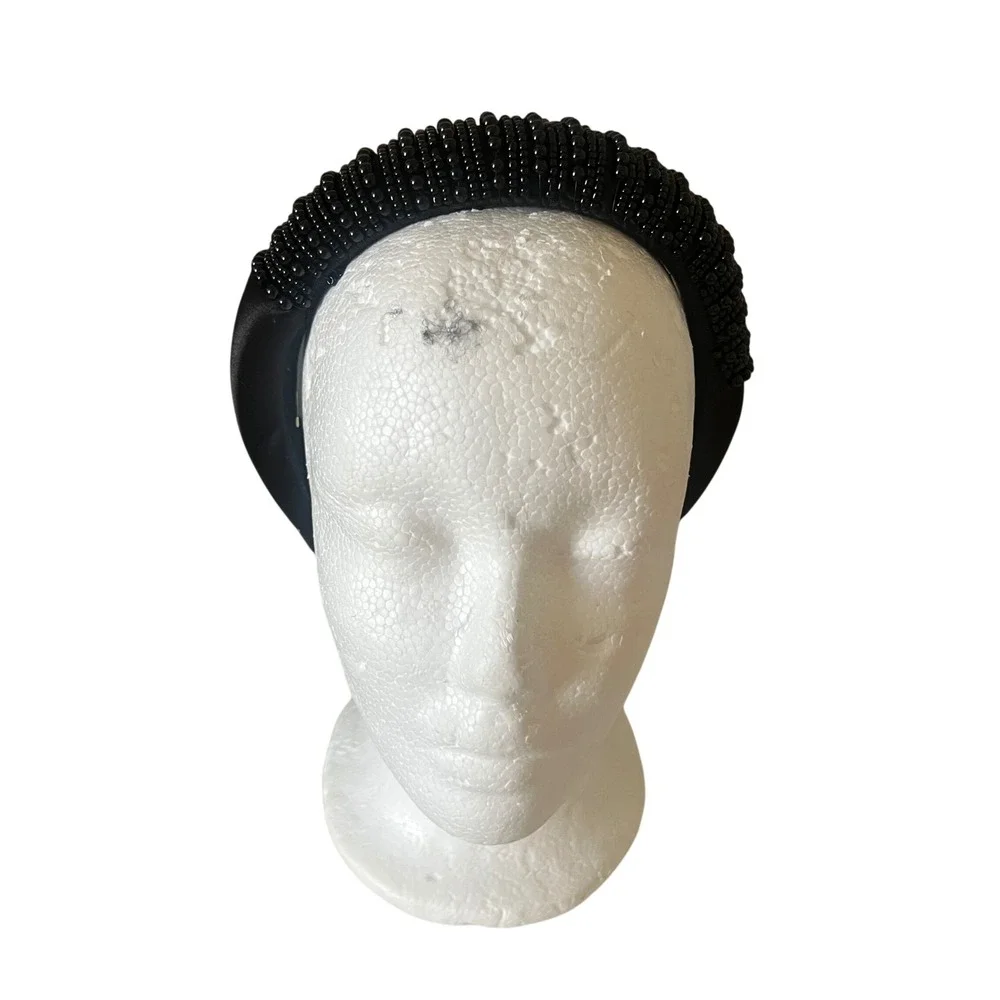 Sugarfix by BaubleBar Black Beaded Padded Headband Satin‎ Wide Hair Accessory