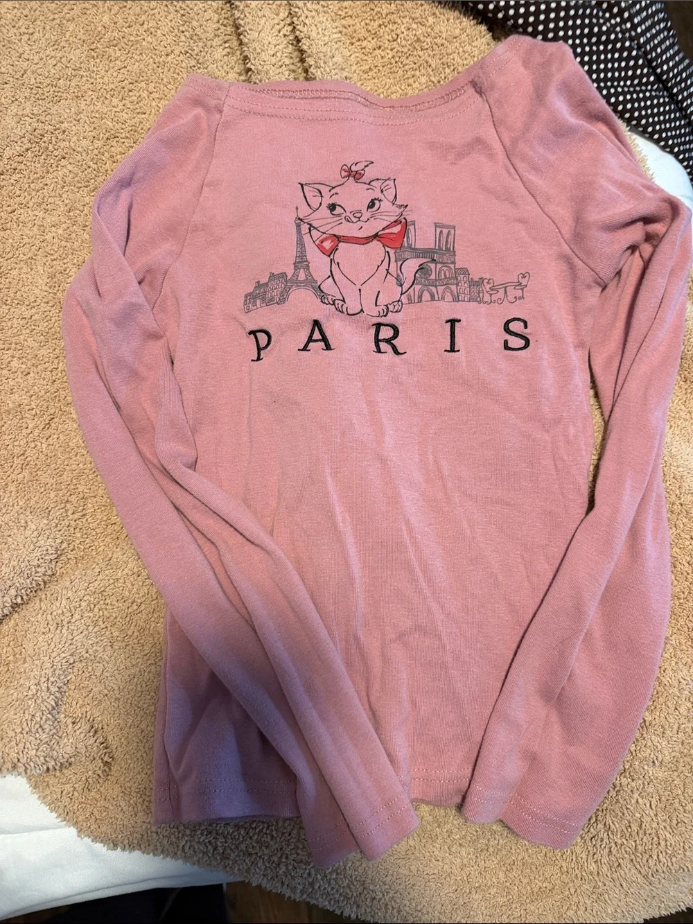 Paris Cat Graphic Long-Sleeve Shirt - Pink