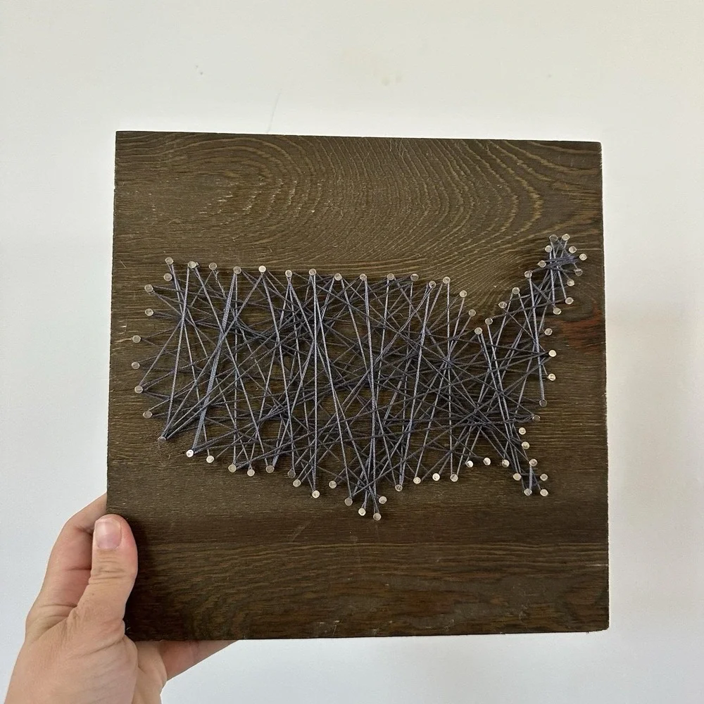 United States String‎ Nail Wall Art Wooden 10x10