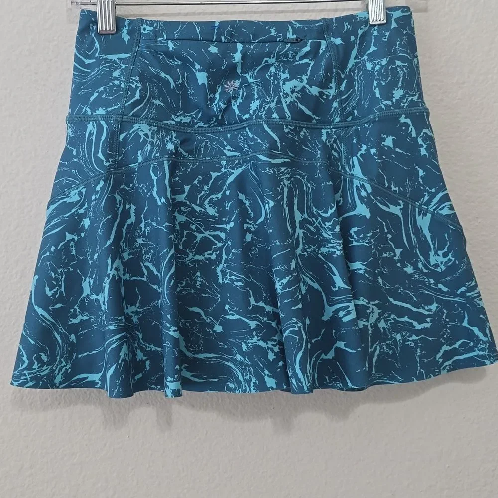 Athleta skort Teal Marble-Patterned Pleated Skirt Xs