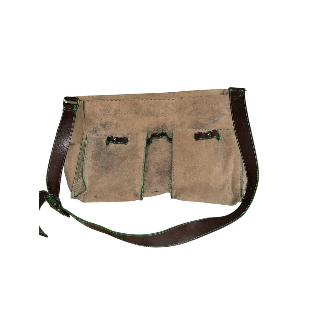 Lambertson Truex Suede Large Messenger/ Laptop Bag Heavy Clean‎