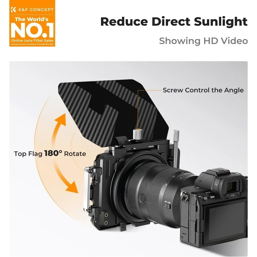K&F Concept Matte Box Kit‎ w/ Black Mist Filter & Adapter Rings 67–95mm DSLR