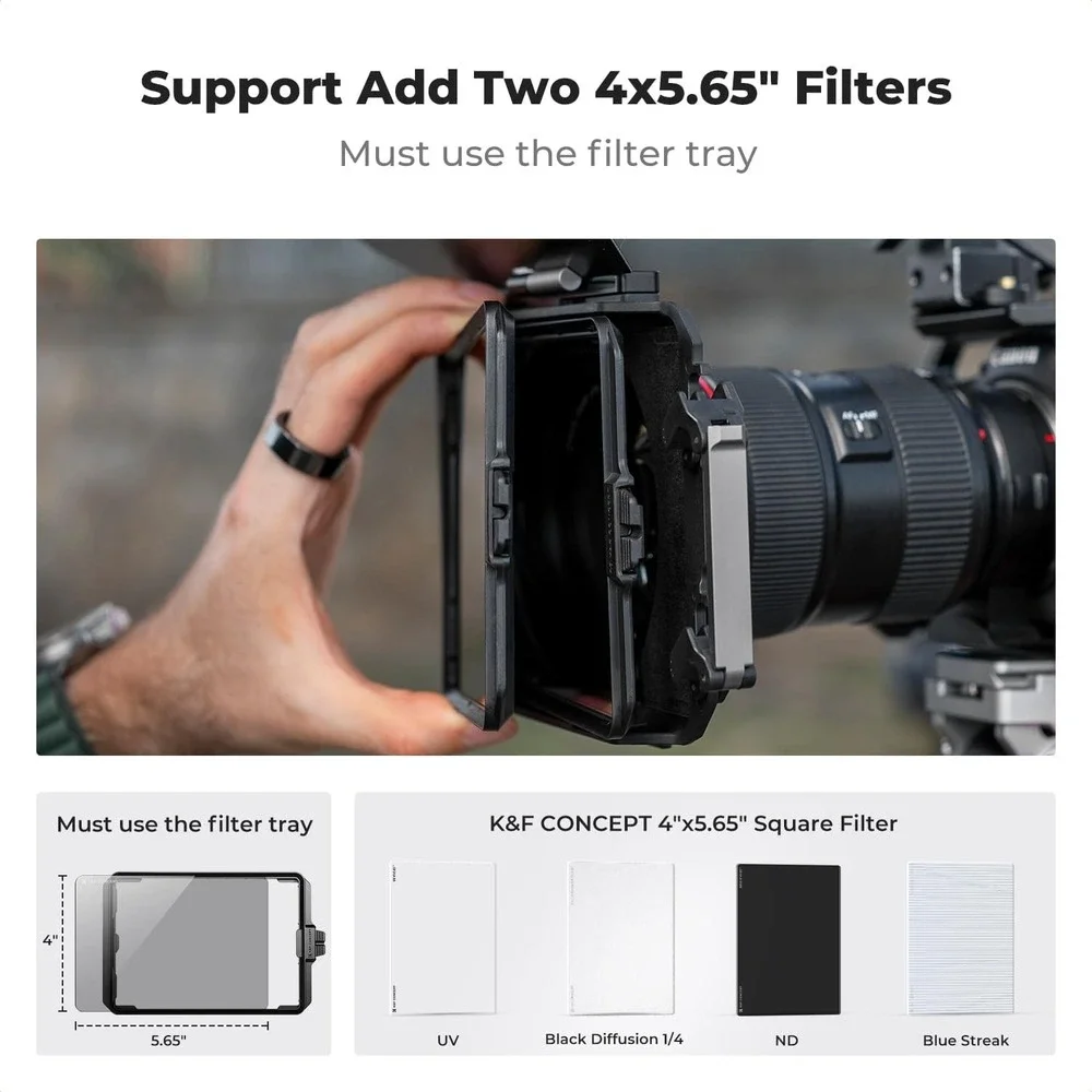 K&F Concept Matte Box Kit‎ w/ Black Mist Filter & Adapter Rings 67–95mm DSLR