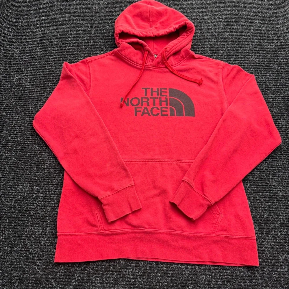 The North Face Mens Red Graphic Logo Pullover Hoodie Size Medium NF0A3NZA