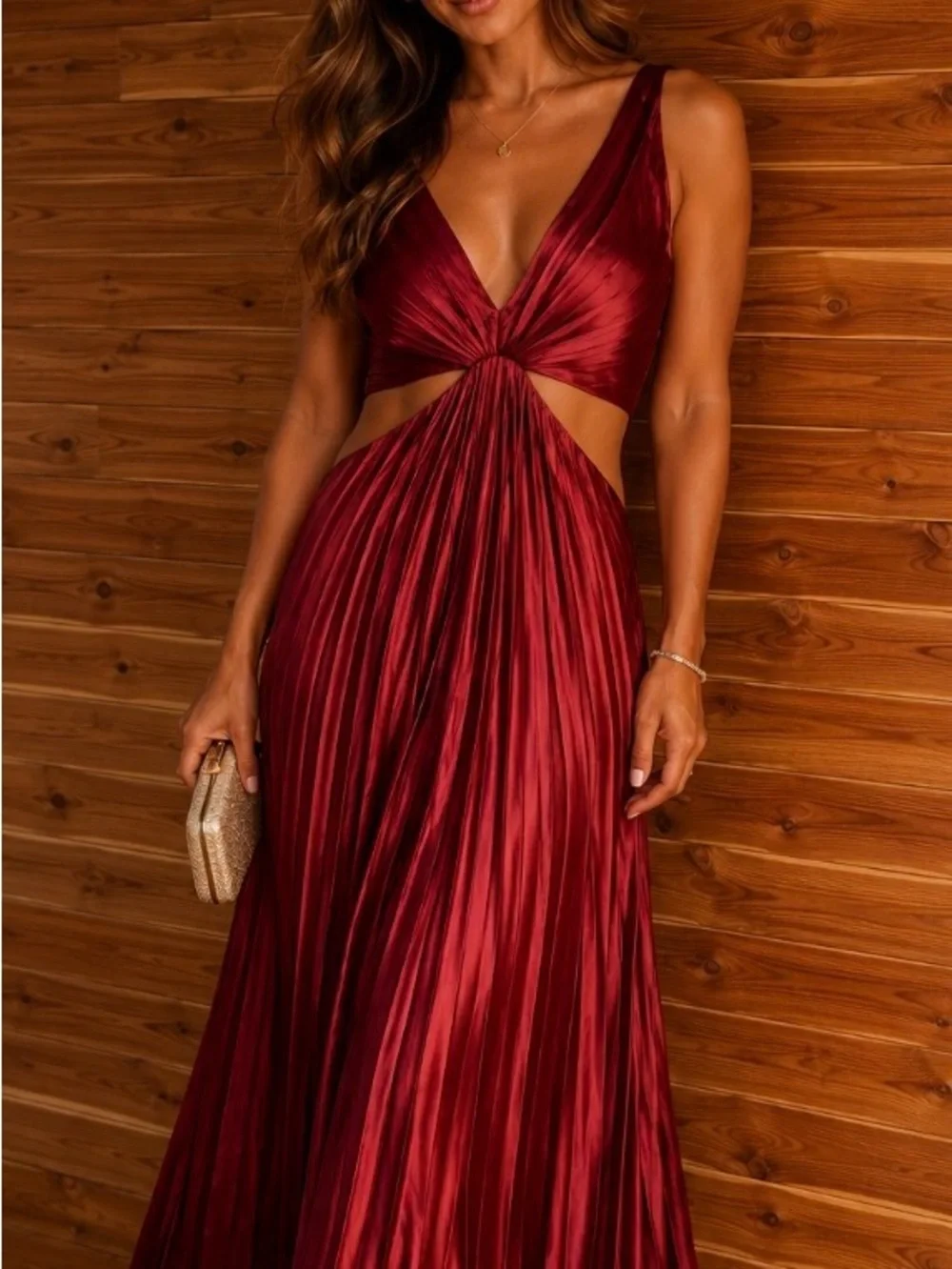 Abercrombie & Fitch Burgundy Twist-Cut Maxi Dress