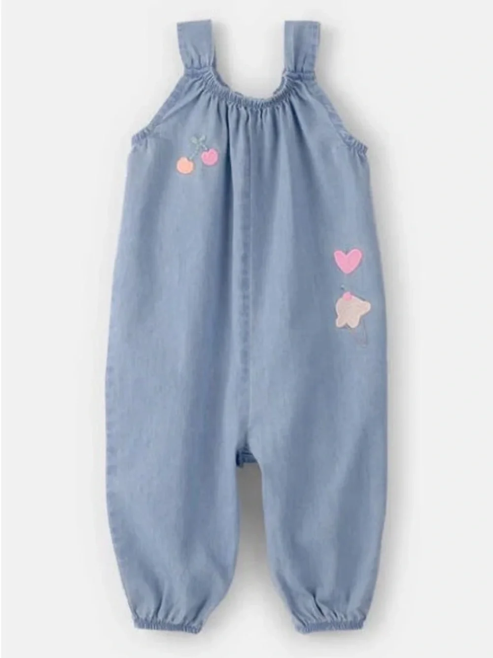CARTER’S Girls Chambray Ice Cream Cherry Bubble Romper 12M Cottagecore Sweet