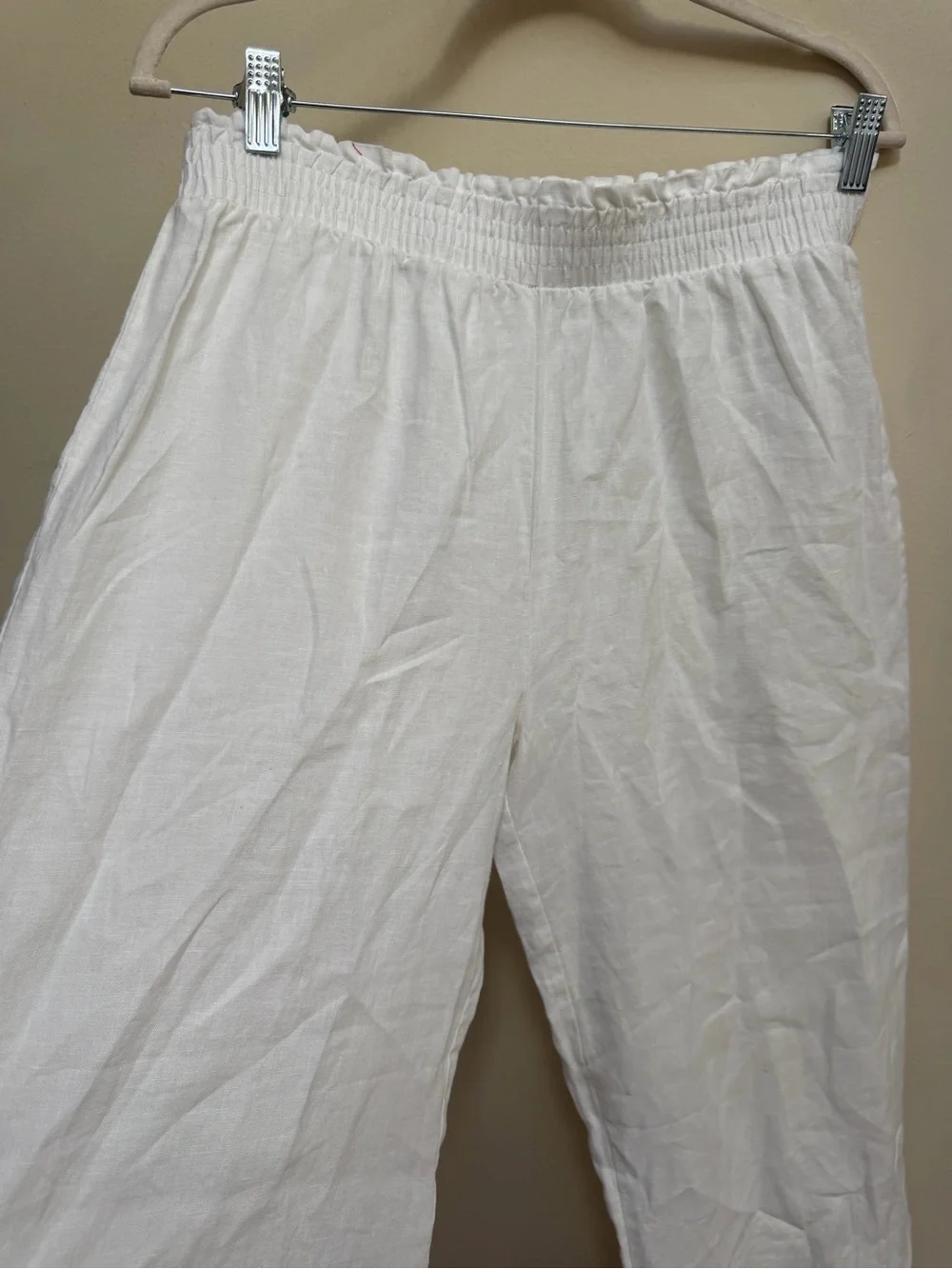 Saks Fifth Avenue Linen White Wide Leg Pants