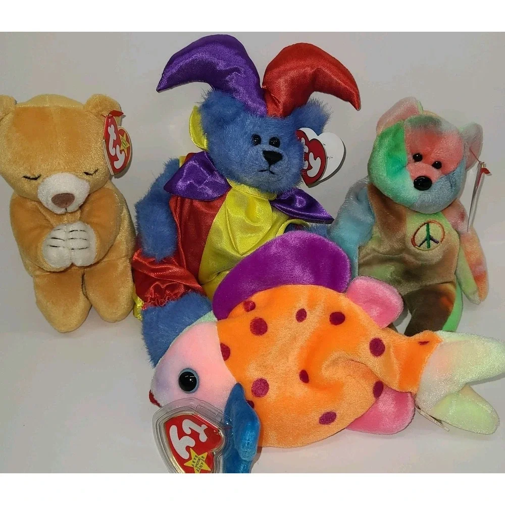 TY Beanie‎ Baby Lot of 4 – Hope 1998, Calliope, Peace 1996, Lips 1999 – All with
