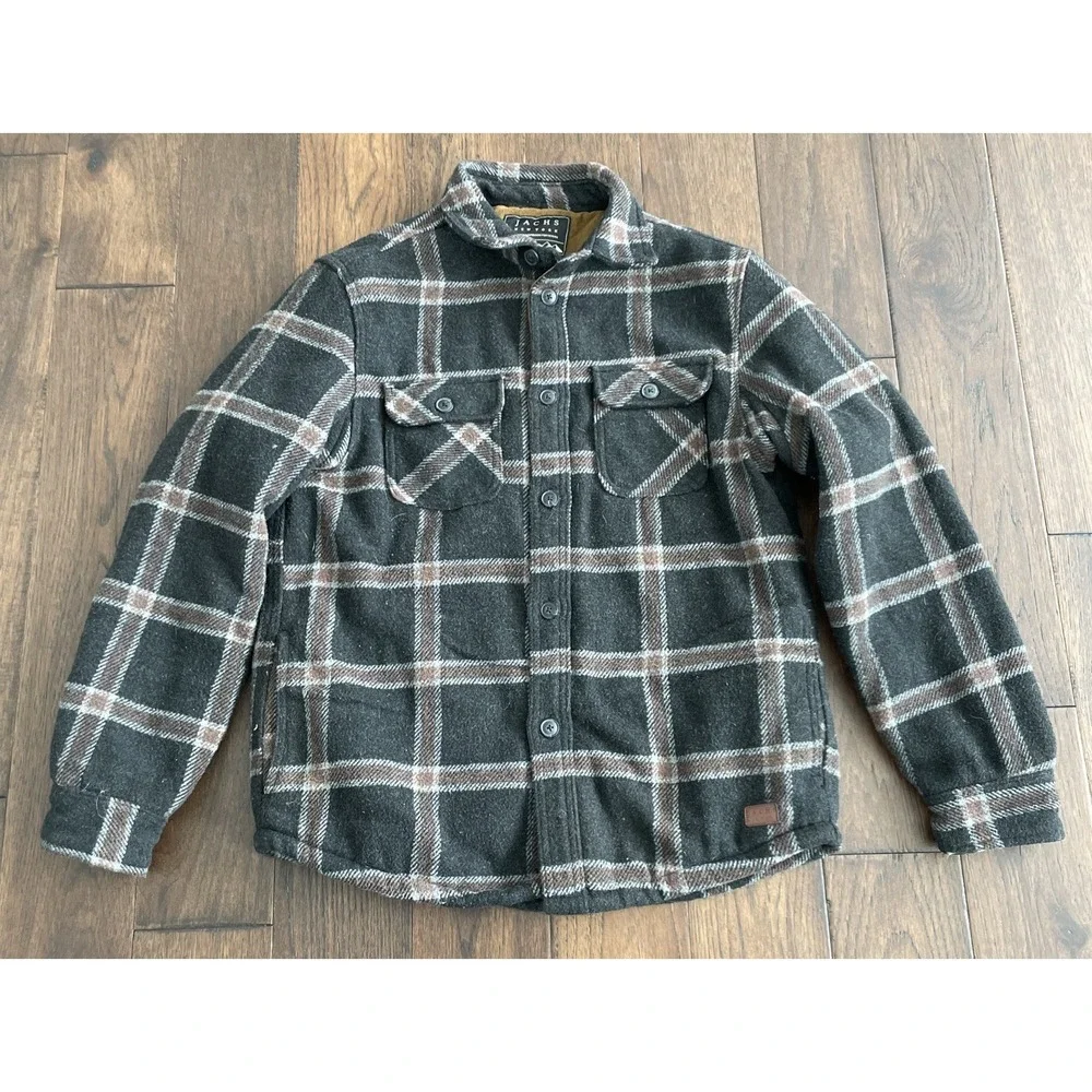 JACHS Plaid Flannel Sherpa‎ Lined Shirt Jacket Plaid Shacket Size Medium