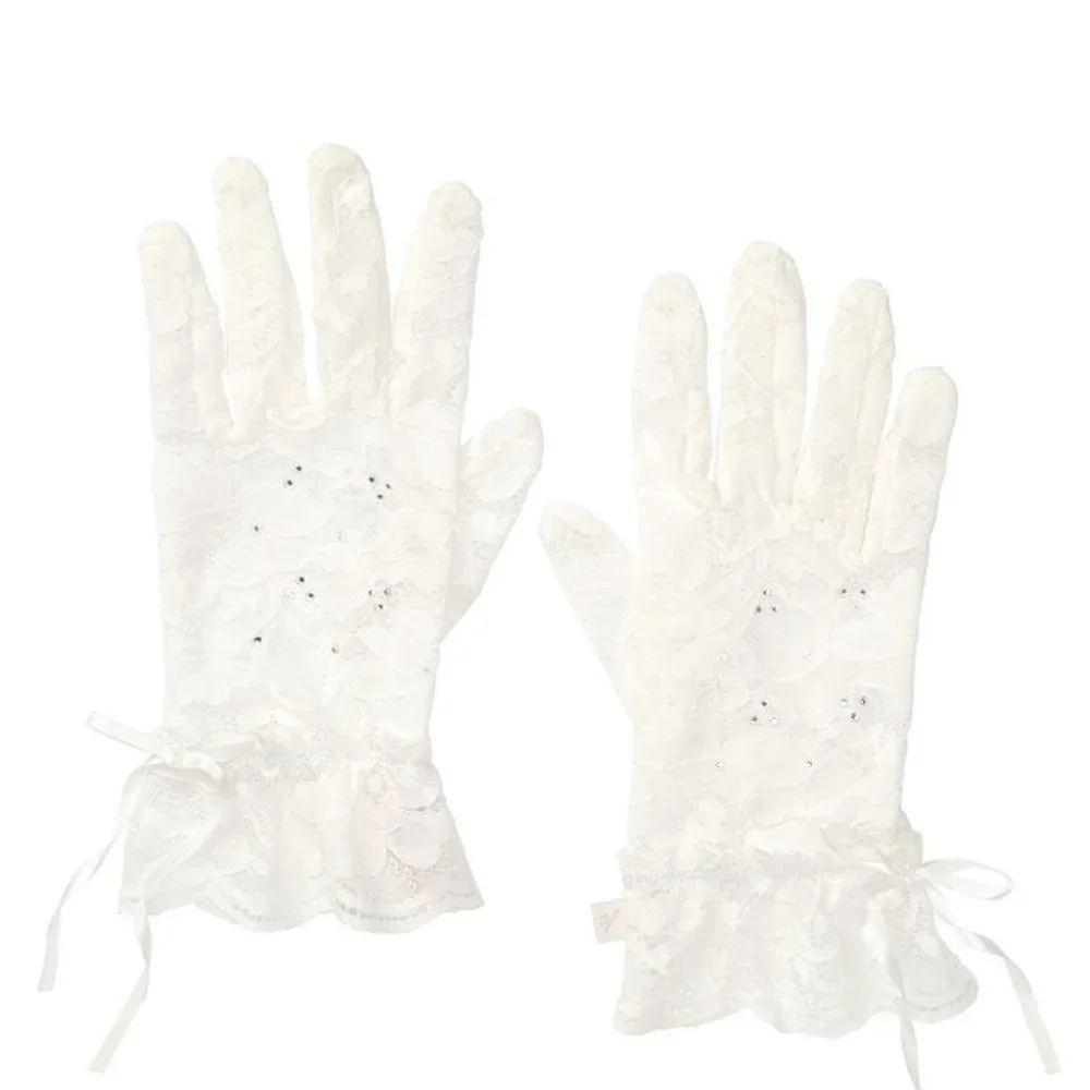 VICTORIA'S SECRET Sequined‎ White Lace Gloves