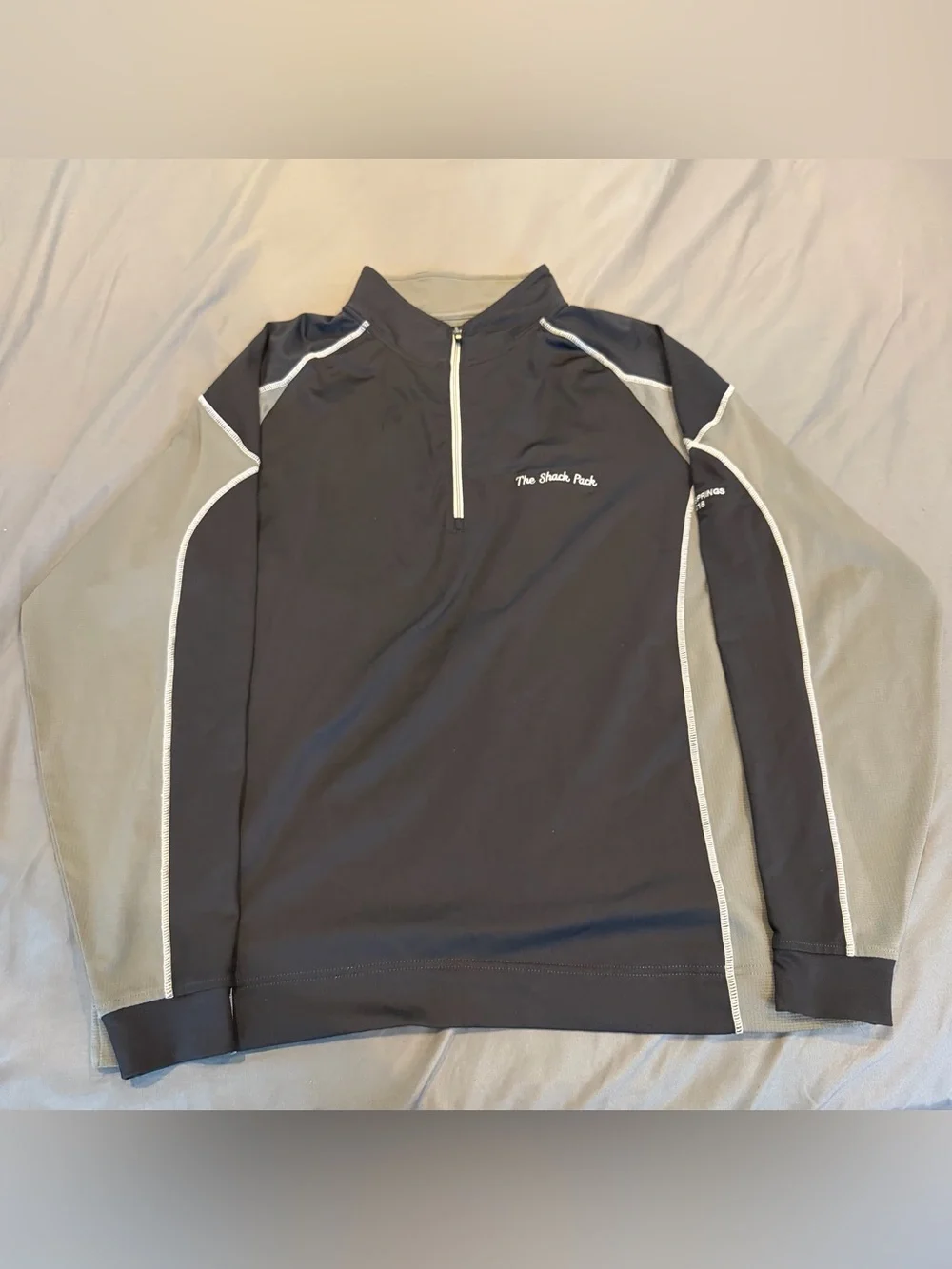 FootJoy Men's L Gray Black Colorblock 1/4 Zip Mock Neck Golf Pullover Top