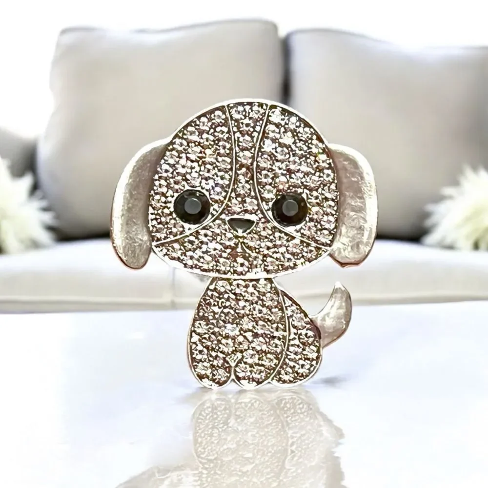 🤯5/$25🤯 Silver Tone Rhinestone Dog Brooch