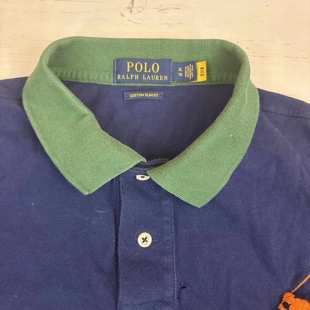 Polo Ralph Lauren Custom Slim Fit Big Pony Polo Shirt Mens XL Colorblock