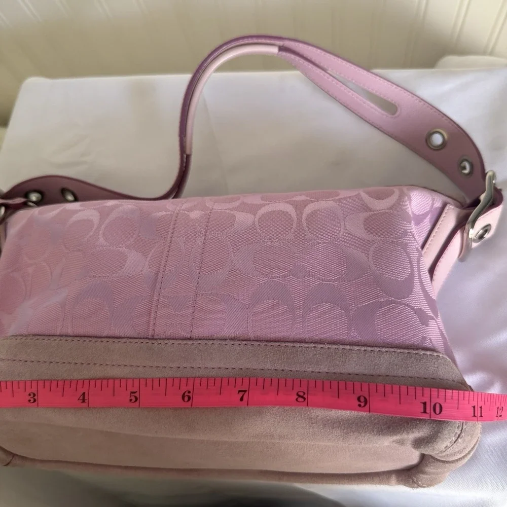 Vintage COACH Signature East West Hobo Shoulder Bag Purse Pink Canvas Y2K
