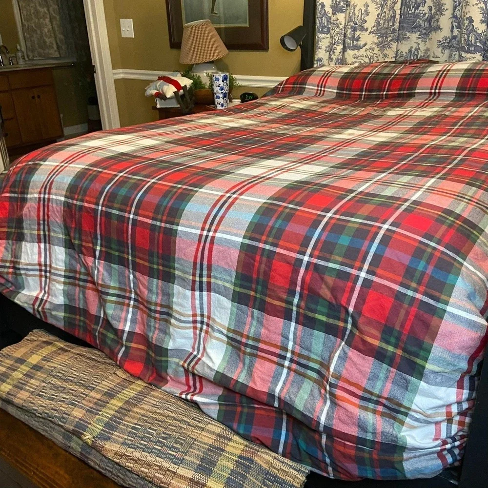 Pottery Barn Plaid Flannel Duvet‎ Cover Full/Queen Classic Tartan READ