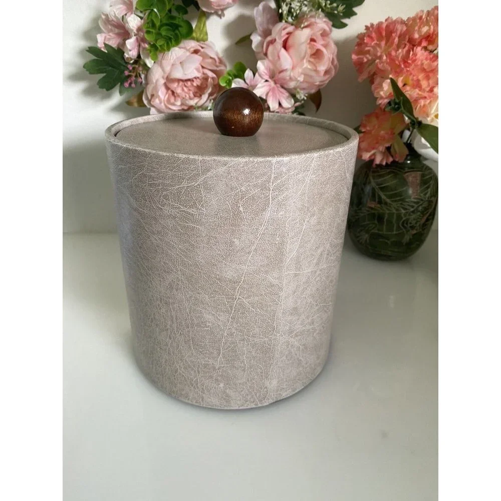 Made In USA‎ Wescon Taupe Leatherette and Wood 3-Quart Insulated Ice Bucket MCM