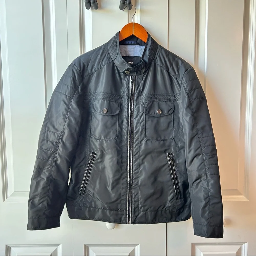 🖤 HUGO BOSS Men’s Quilted Moto Jacket –‎ 38 Regular