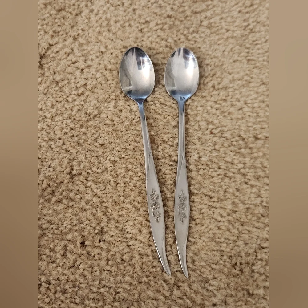 Set‎ Of 2 Stainless Steel Spoons Avonrose Korea #Y