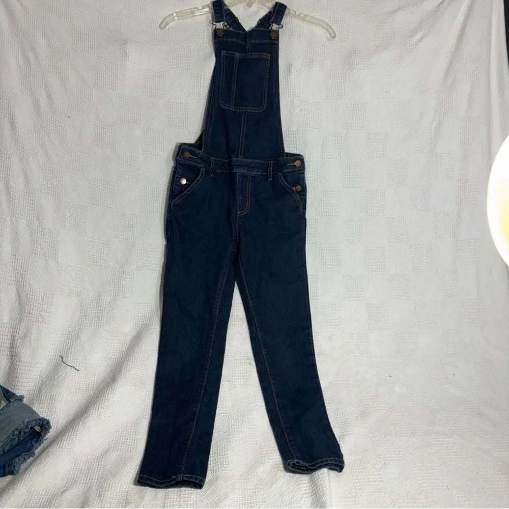 Crazy 8 sleeveless bib, overalls, kids size 10‎ dark denim tapered leg