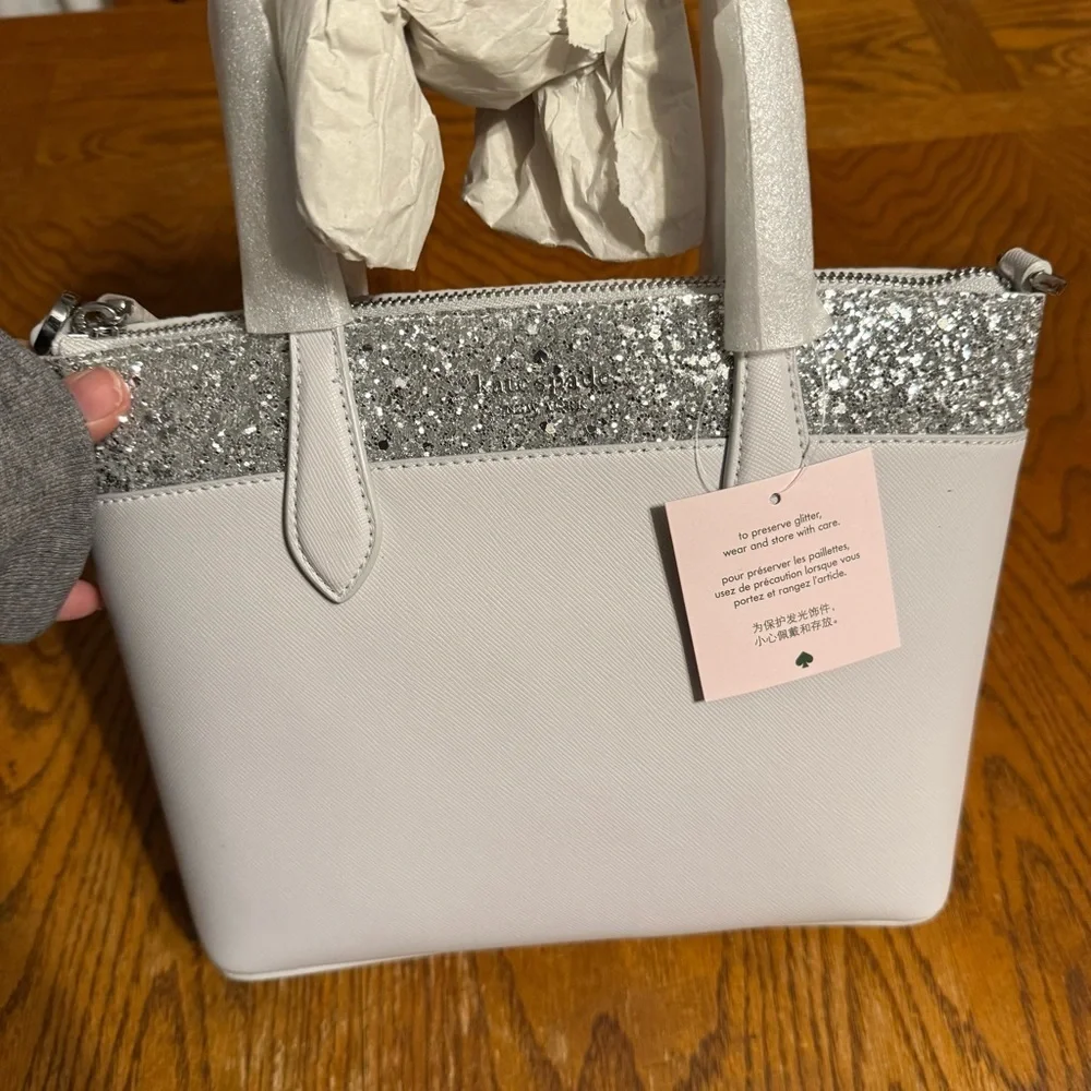 NEW Kate Spade New York Flash Glitter Satchel Faux Leather Crossbody