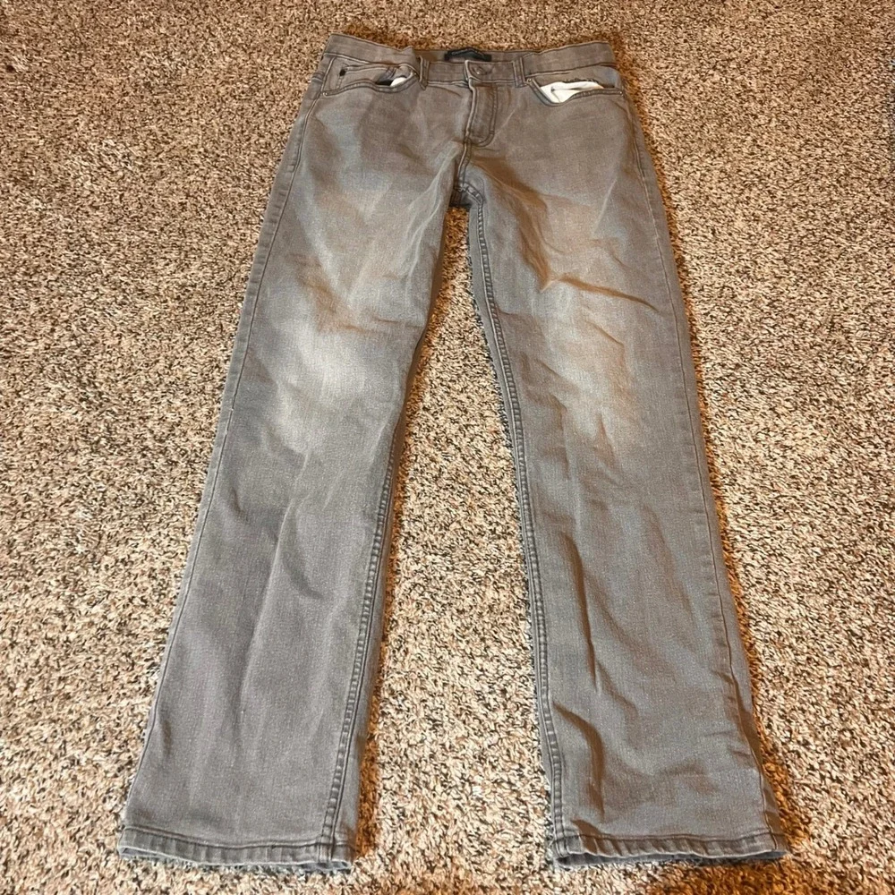 Calvin Klein Jeans Boys Slim Straight Gray Wash Adjustable Waist Pants Size‎ 18