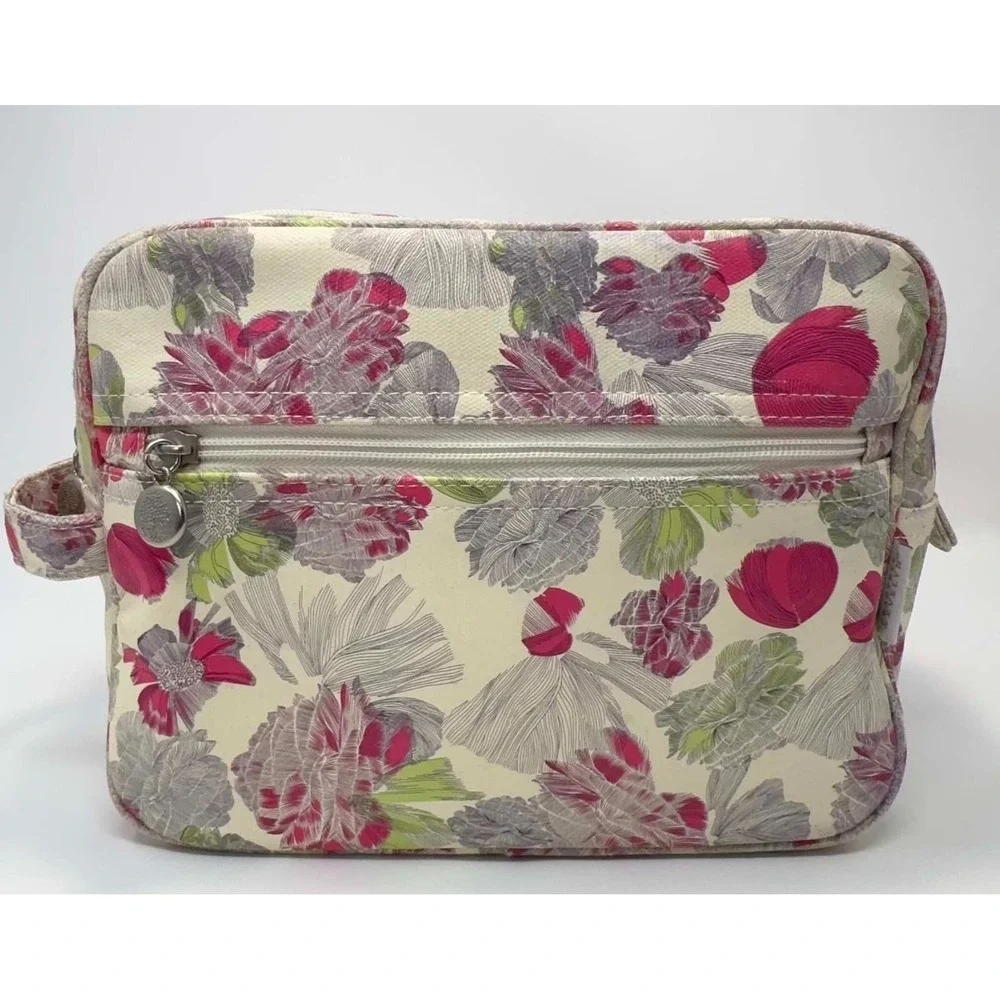 Crabtree & Evelyn Floral Cosmetic Bag Travel Toiletry Makeup Organizer Case Zip