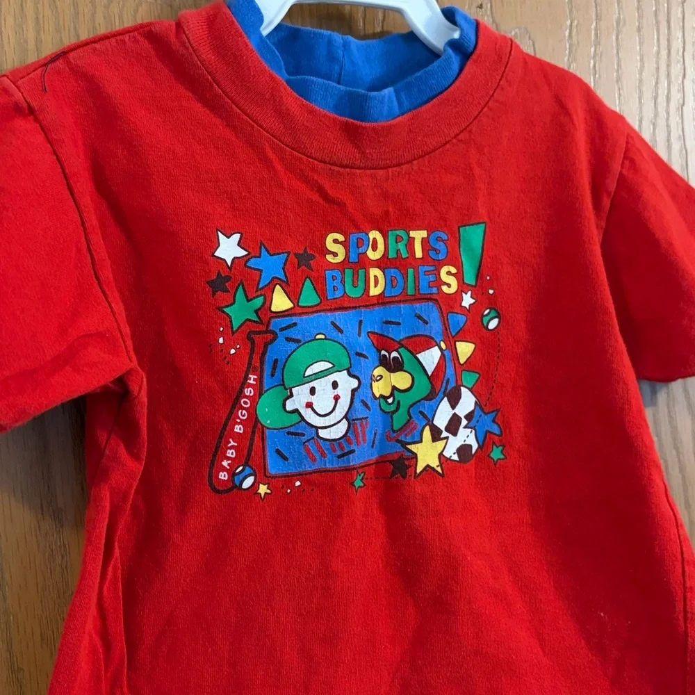 Oshkosh Vintage‎ Red Toddler Sports Buddies T Shirt 12M
