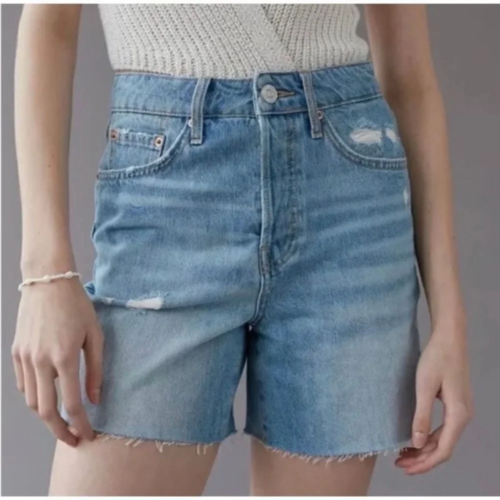 Urban Outfitters | BDG Raw Hem Long Inseam Denim Jean Shorts Blue New 28 Waist