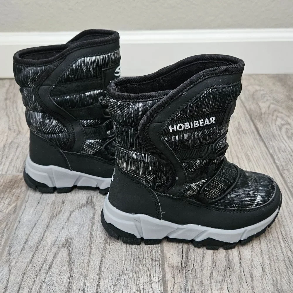 Hobibear Black and Gray Faux Fur Lined Snow Boots Size 8.5 Toddler