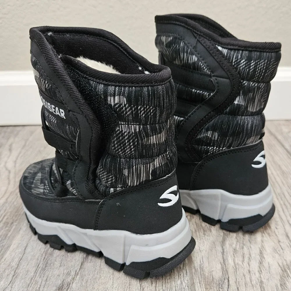 Hobibear Black and Gray Faux Fur Lined Snow Boots Size 8.5 Toddler