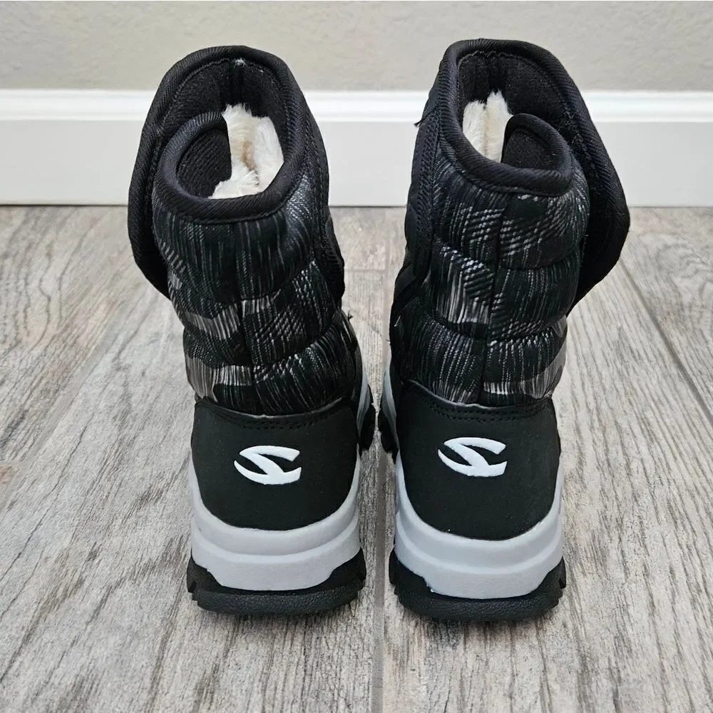 Hobibear Black and Gray Faux Fur Lined Snow Boots Size 8.5 Toddler