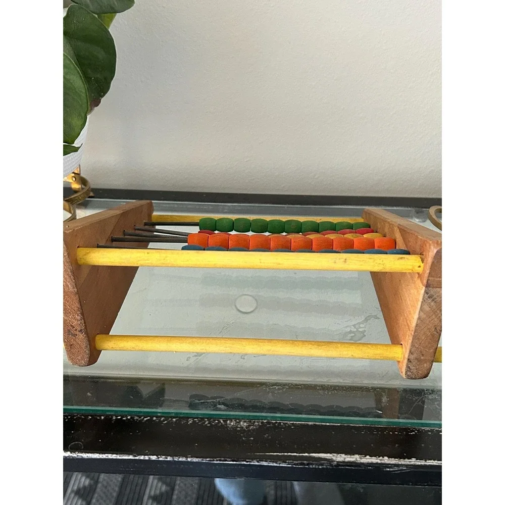 Vintage Sandberg Wooden Abacus with Colorful Beads