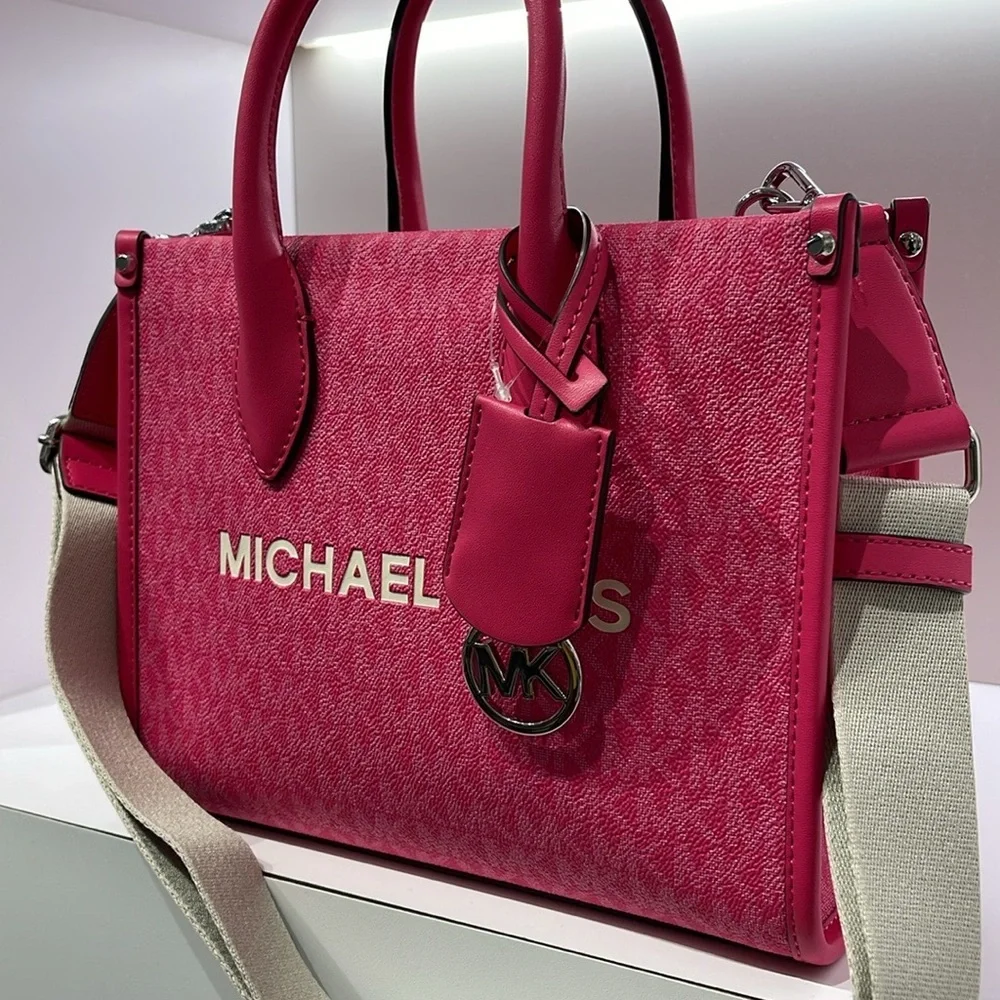 Michael Kors Mirella Small Signature Logo Crossbody Bag Dragonfruit NWT