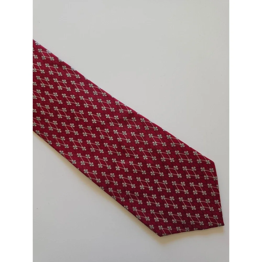 GUCCI‎ 100% Silk Italy Preppy Old Money Maximalist Geometric Floral Red Tie
