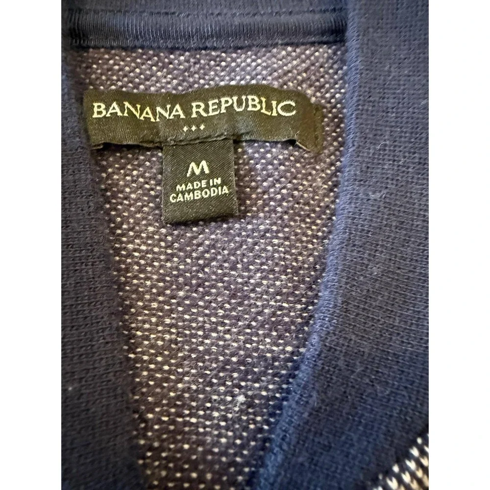 Banana Republic Men's M Blue Textured Knit Bomber Jacket Full Zip‎ Sweater Coat