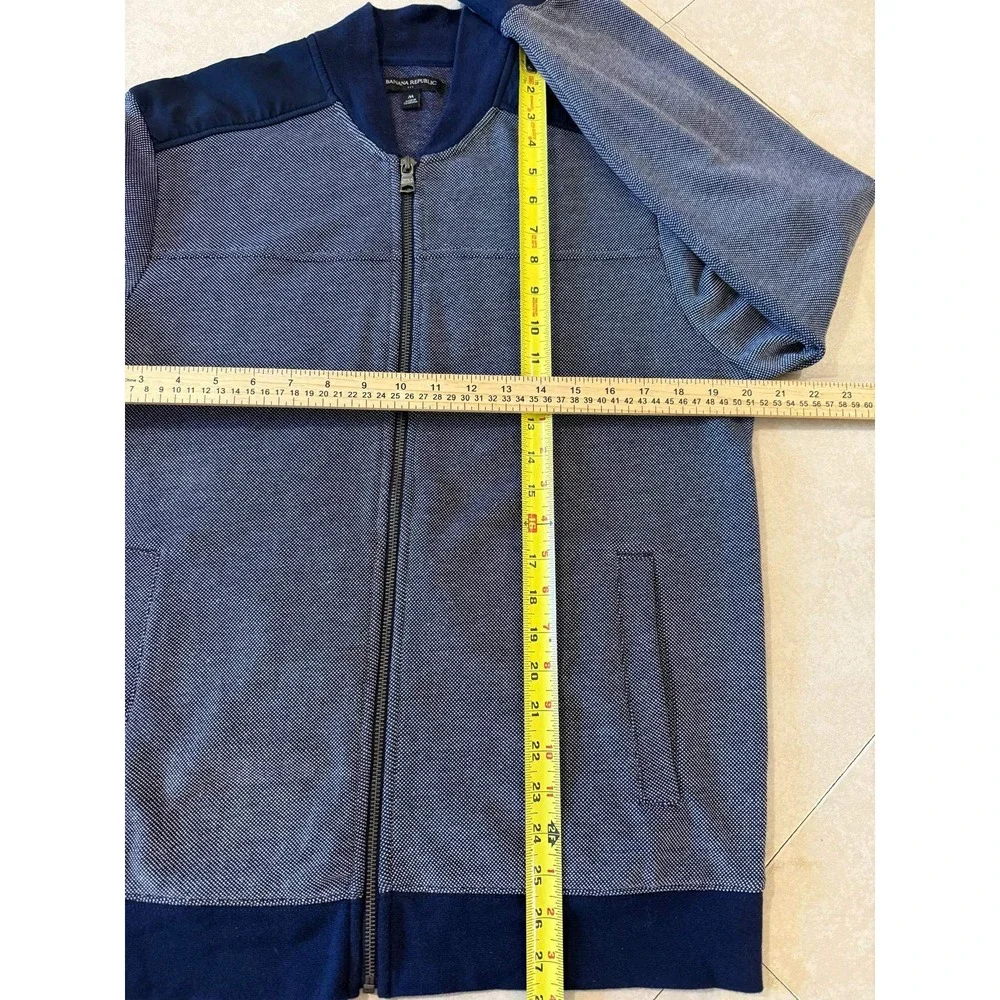 Banana Republic Men's M Blue Textured Knit Bomber Jacket Full Zip‎ Sweater Coat