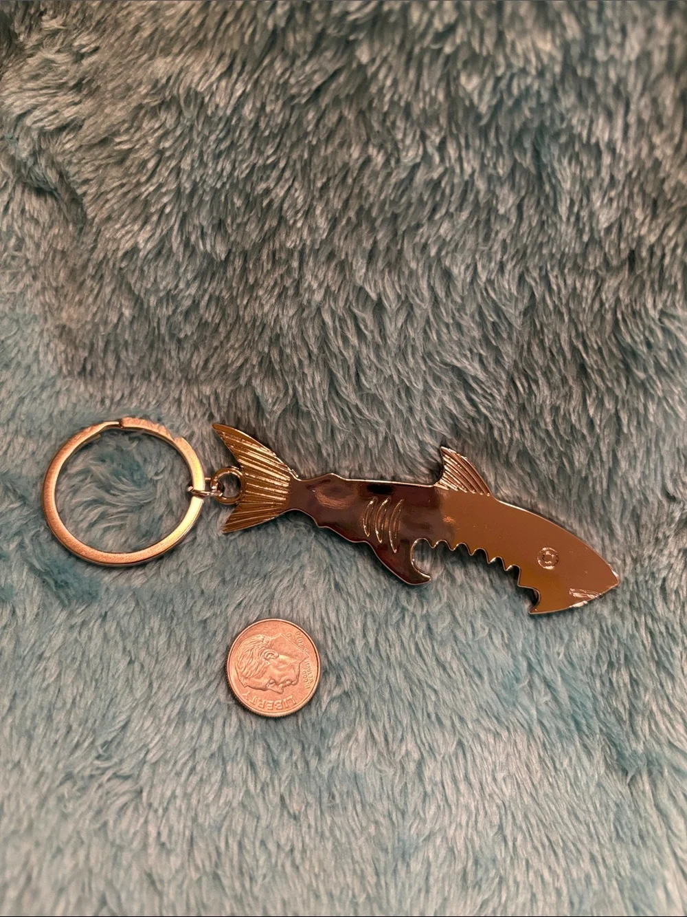Silver Shark Bottle Opener Keychain Mens Accessory NWT Beach Summer 4.75”
