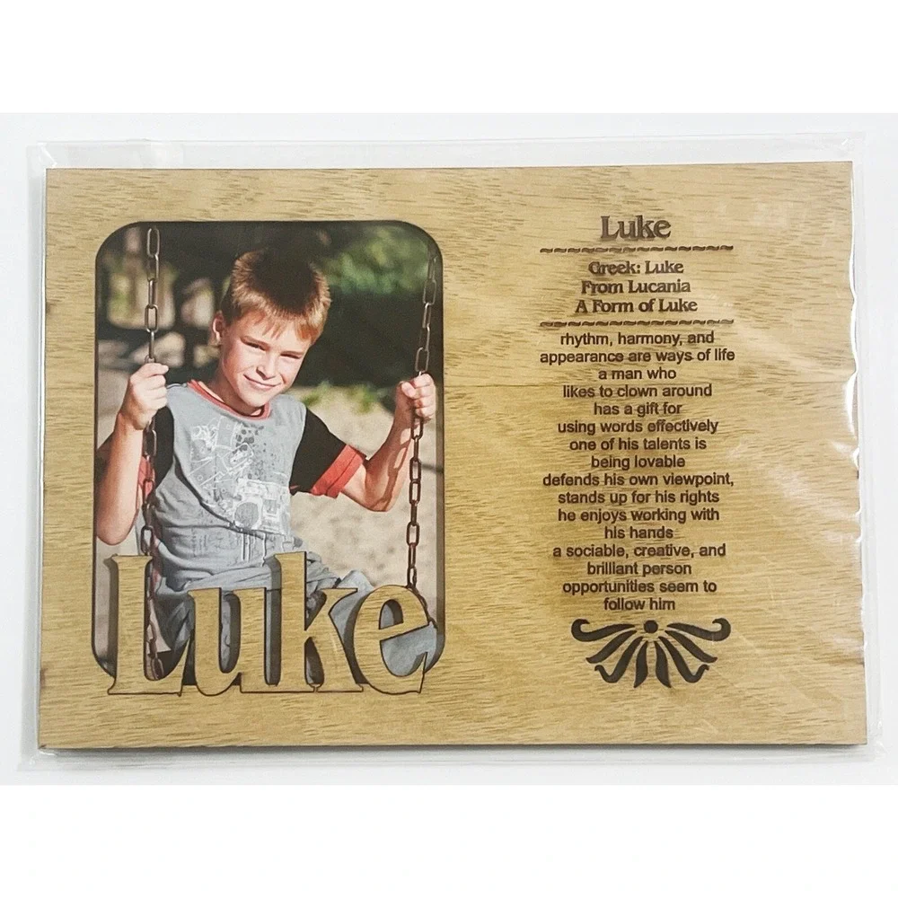 LUKE‎ Personalized Name Profile Laser Engraved Wood Picture Frame Magnet