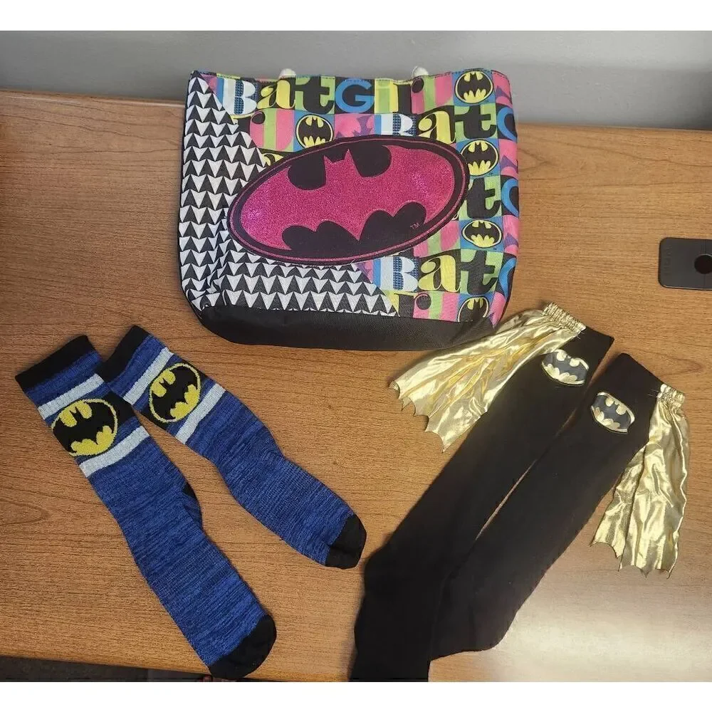 💕Batman/Batgirl lot. Batman/Batgirl Tote Bag Colorful Pink Retro Handbag Polyes