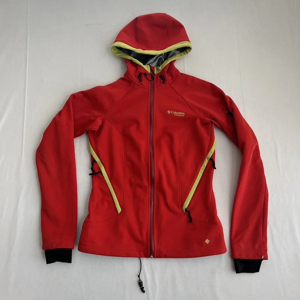 Columbia Jacket Womens Small Omni-Heat Red Hooded Coat‎ Full Zip Outerwear