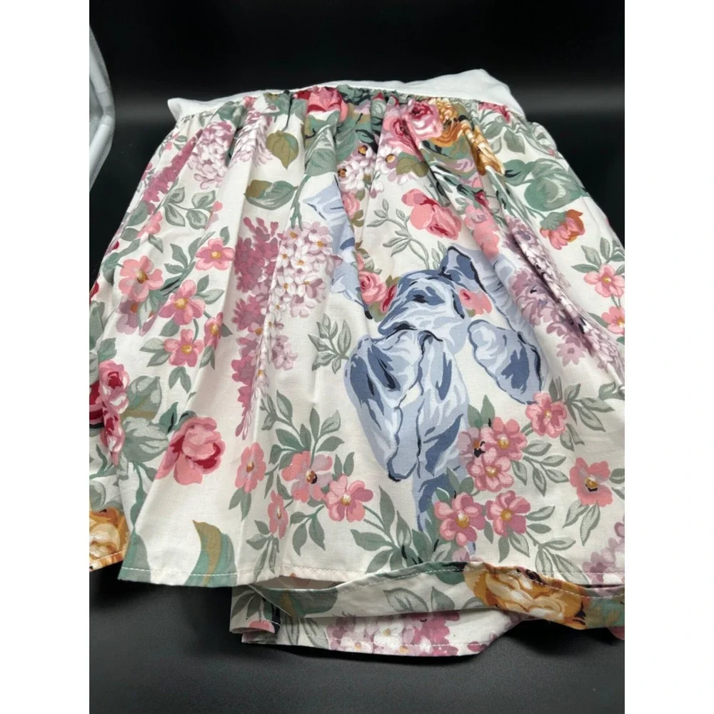 Vintage Ralph Lauren Twin Allison Dust Ruffle‎ Bed Skirt Floral Blue Ribbon EUC