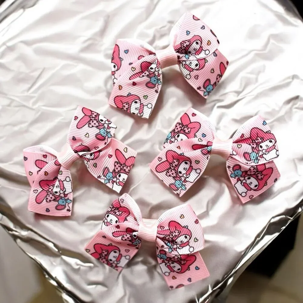 🤯5/$25🤯 Set Of 4 My Melody Pink Cute Hair Bows For Girls