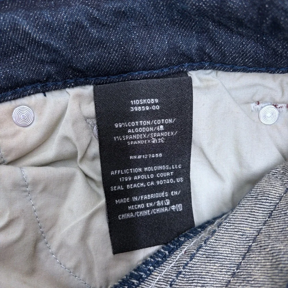 Affliction Gage Jeans Size 34 Mens Denim Biker Grunge Distressed Grunge Dark Y2K