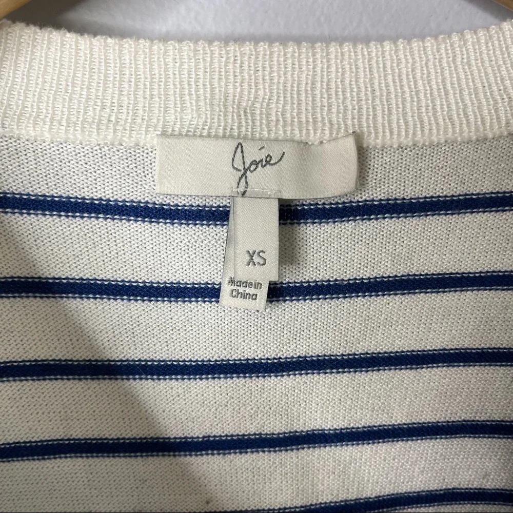 Joie Kaylara Cocktail Stripe Cotton Pullover Sweater Size XS Blue White Nautical