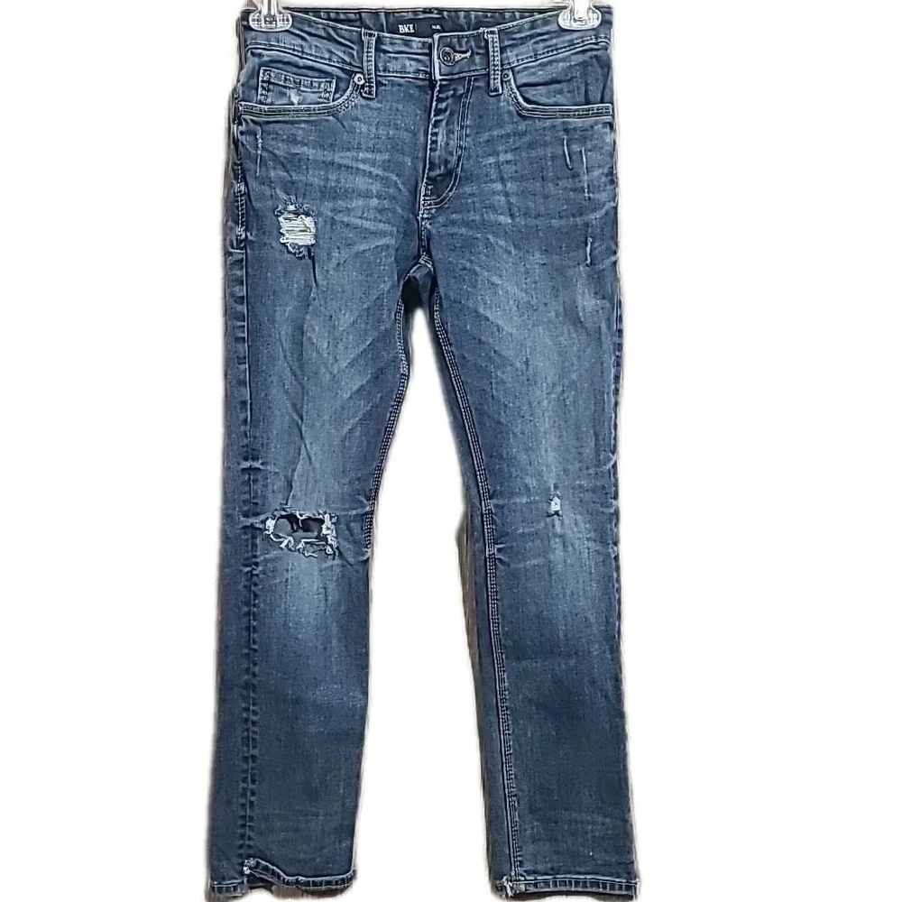 BKE Buckle Alec Slim Straight Jeans Men's Size 30 x 30 Medium Wash Distressed