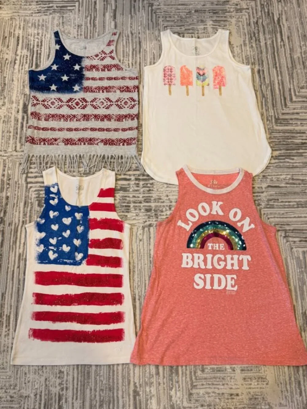 Justice girls size 16 & 18 4-tank top shirt Bundle (Once Worn)