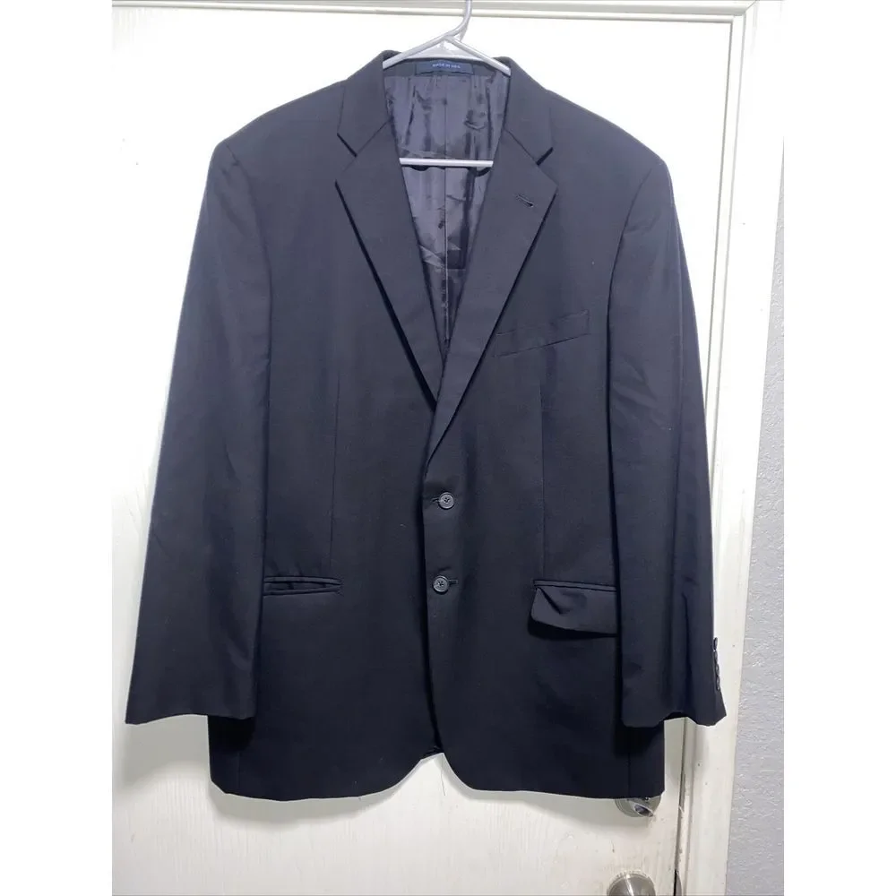 Men's Loro‎ Piana Black Super 120's Wool Sport Coat Blazer Jacket Sz 44L